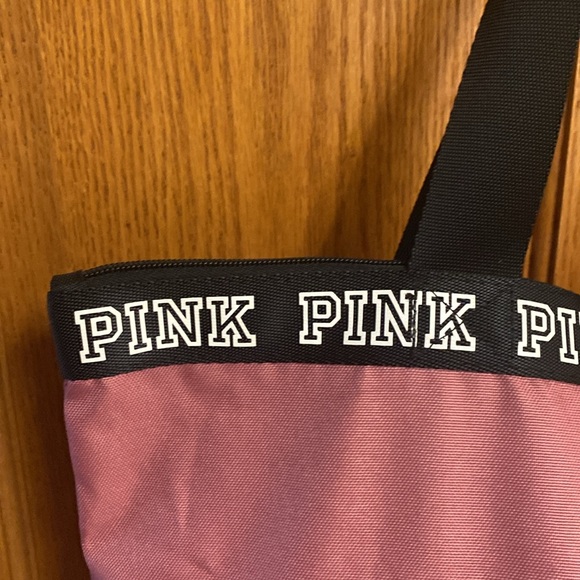 PINK Victoria’s Secret Zip Top Nylon Canvas Mauve Black Carry bag NWOT - Picture 4 of 7
